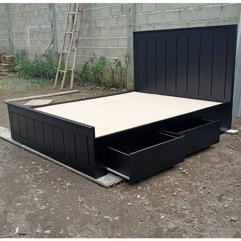 dipan ranjang tempat tidur 120x200 cat duco laci dan storage warna hitam kasur 90x200 140x200 160x20