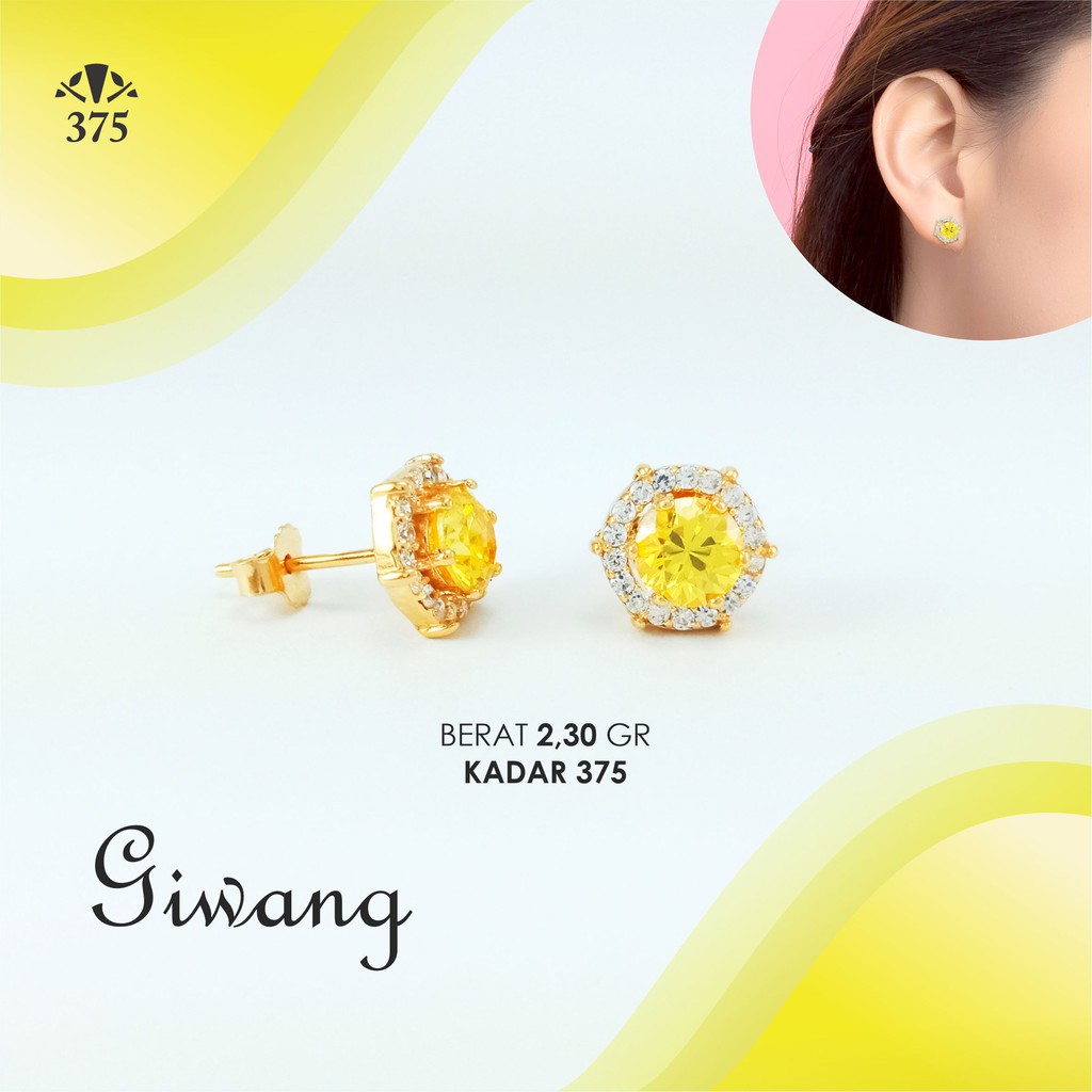GIWANG EMAS ASLI VARIASI BATU KUNING KADAR 375