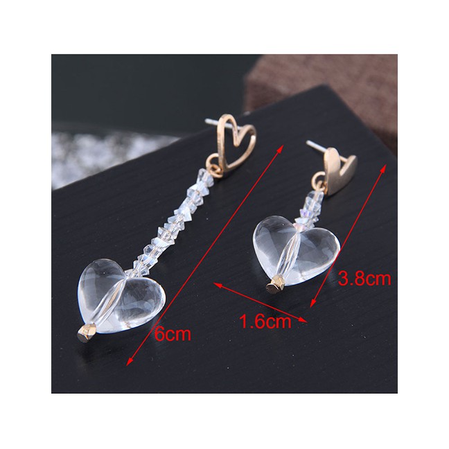 LRC Anting Tusuk Fashion Gold 925 Silver Needle Love Asymmetrical Earrings A58948