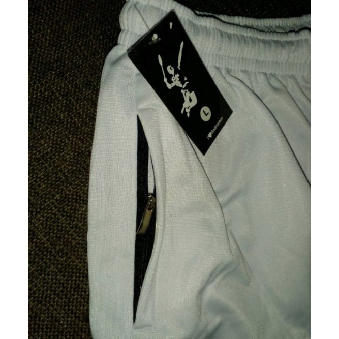 Celana pendek putih badminton tenis voli pingpong training pendek putih bulutangkis murah celana pendek pria bagus ada saku kanan kiri resleting bawahan olahraga pria short white kolor putih tes tni polisi celana polos putih kantong resleting celana pria-8