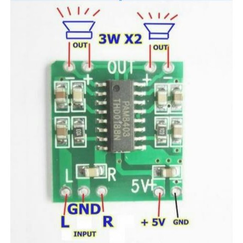 PAM8403 5V Audio Amplifier Stereo 2 Channel 3W ( 414 ) [2pcs]