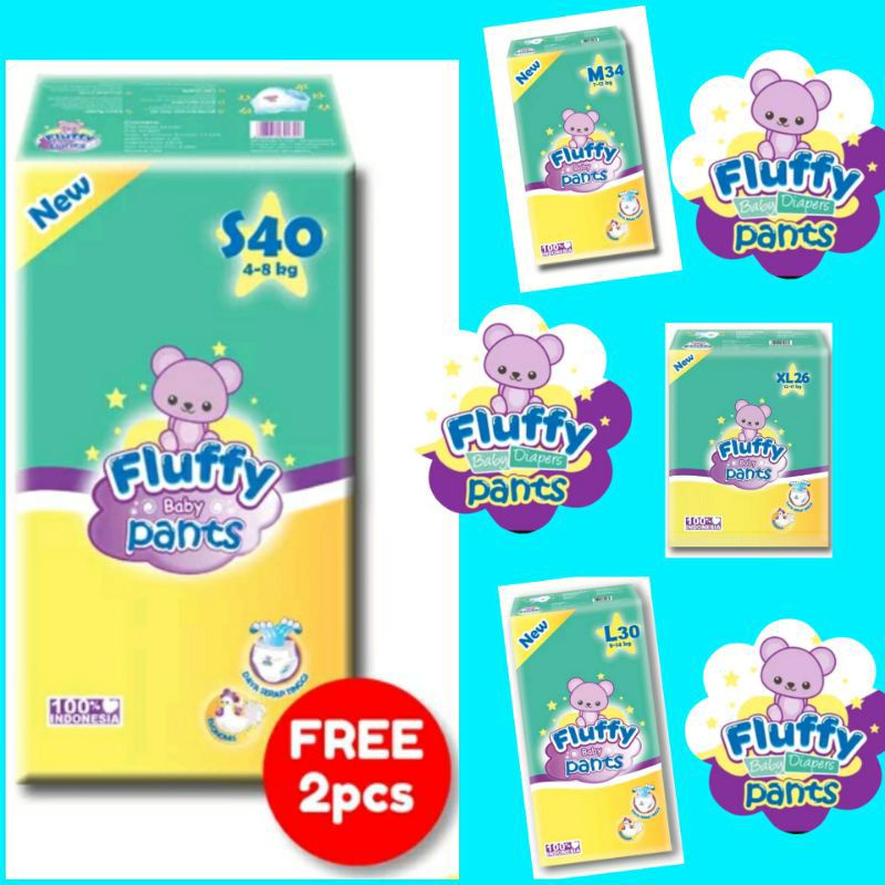 POPOK BAYI CELANA MURAH PAMPERS FLUFFY PANTS UKURAN L ISI 30