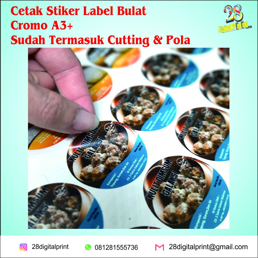 

CETAK STIKER LABEL BULAT KEMASAN MAKANAN OLSHOP EKONOMIS - CROMO SATUAN - STIKER CHROMO CUTTING