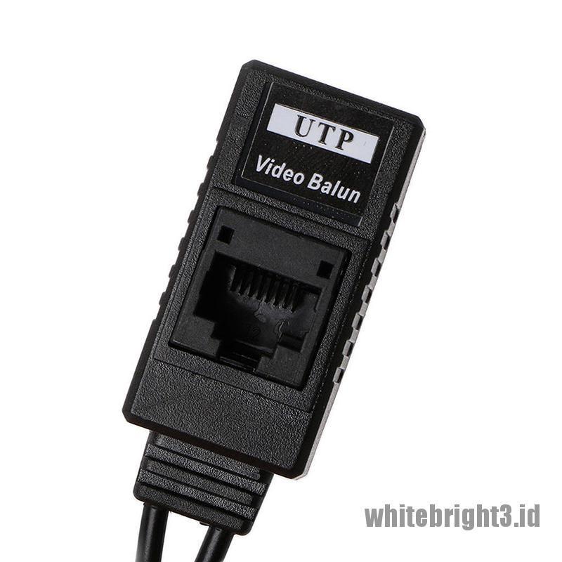 &lt; White3 &gt; 1 Pasang Kabel Power BNC Ke RJ45 Pasif Video + Audio Balun Transceiver Untuk CCTV