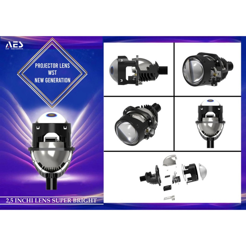 ORIGINAL LAMPU PROJECTOR BILED WST AES 2,5 INCHI BLUELES | BILED AES 35 WATT | LAMPU PROJIE MOTOR | LAMPU PROJIE MOBIL