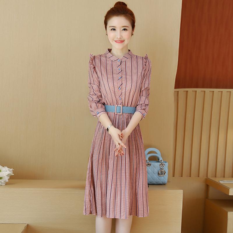 6871 Kaos  T Shirt Lengan  Panjang  Motif  Garis  untuk Wanita  