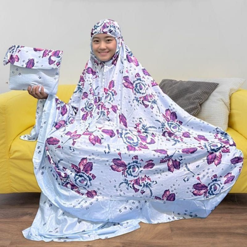 Mukena Dewasa Jumbo Katun Rayon Mukena Wanita Motif Bunga Alat Sholat MKN195