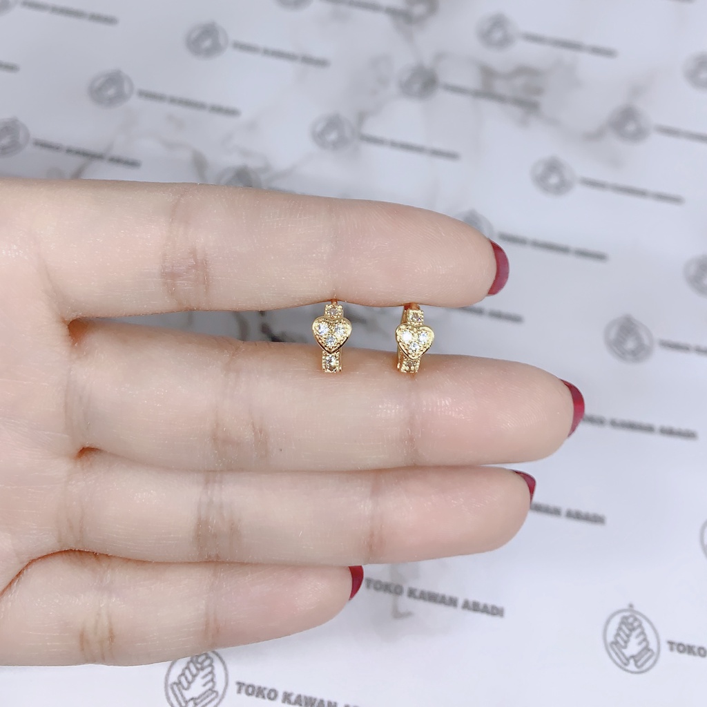 Xuping Gold Anting Anak Perempuan Anti Karat Model Clip Permata *16