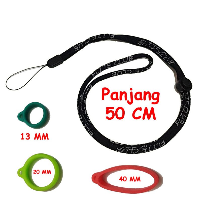 Tali Kalung Lanyard Adjust Bulat Warna Ring 13 20 40 MM
