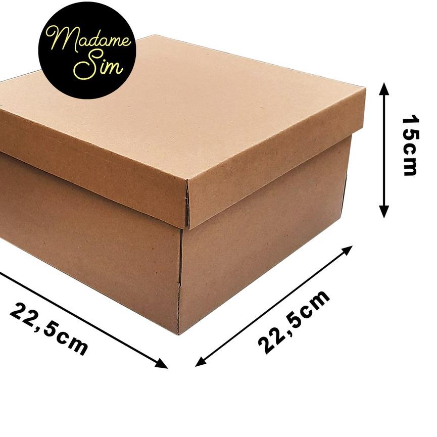 

✾ KOTAK KUE - CAKE BOX 22 x 22 x 15 CM - COKLAT (ISI 10 PCS) ☜