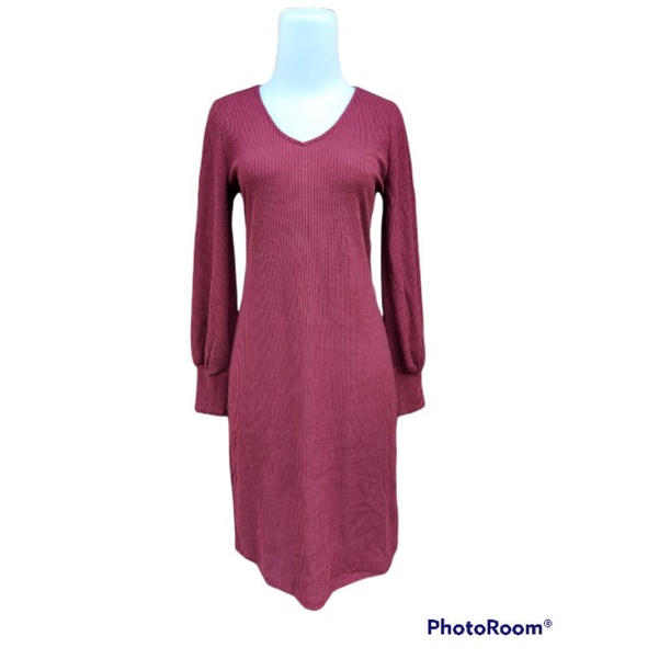 OLDNAVY MAROON RIBBED MIDI DRESS WANITA -ORIGINAL