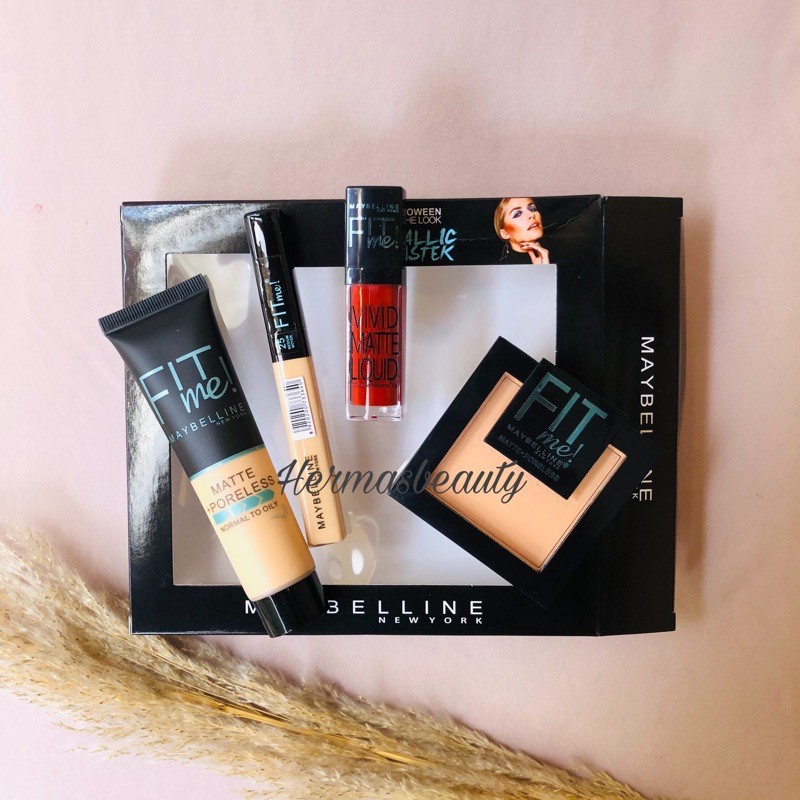 MAYBELLINE FIT ME 4in1 MAKE UP SET (BEDAK+FOUNDATION+BLUSHER+PRIMER