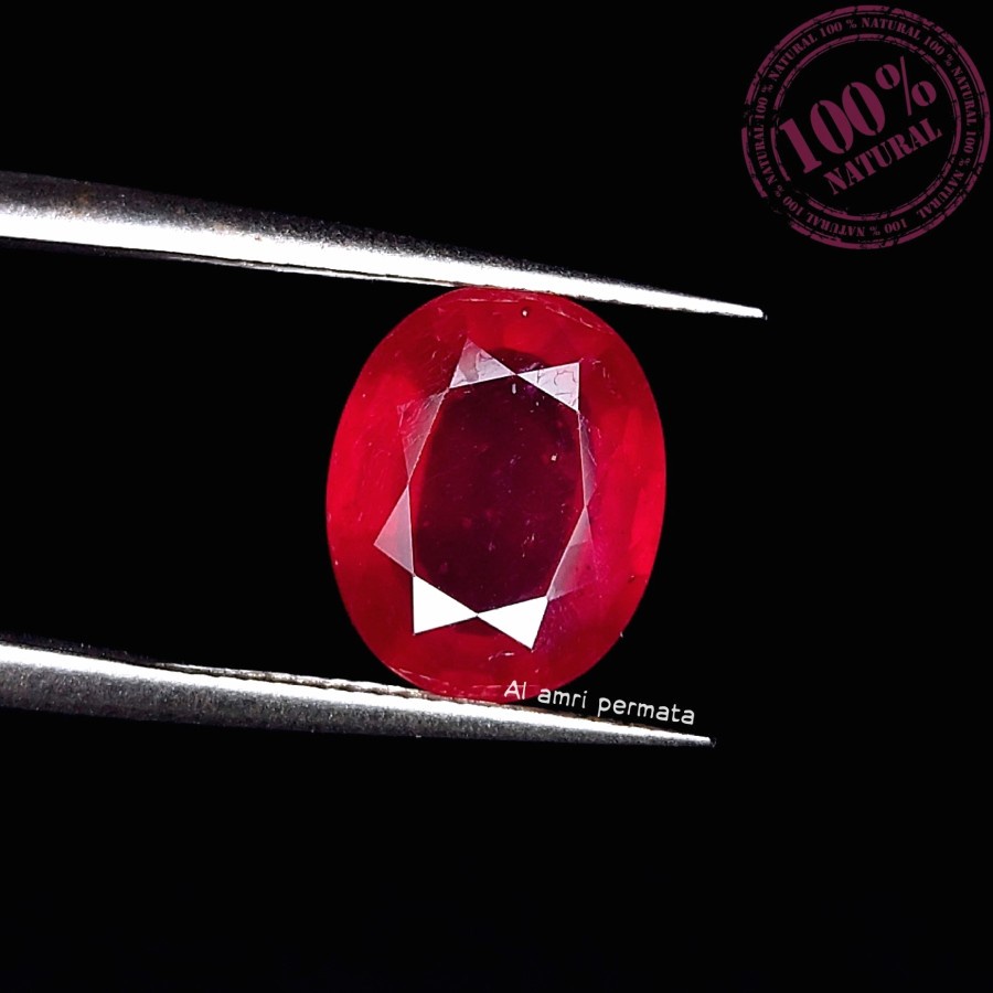 Batu permata natural red ruby pigeon blood oval mixed natural corondum