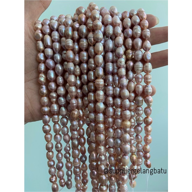 Bahan Mutiara Air Tawar Barok LAVENDER 8 x 12mm OVAL baroque pearl