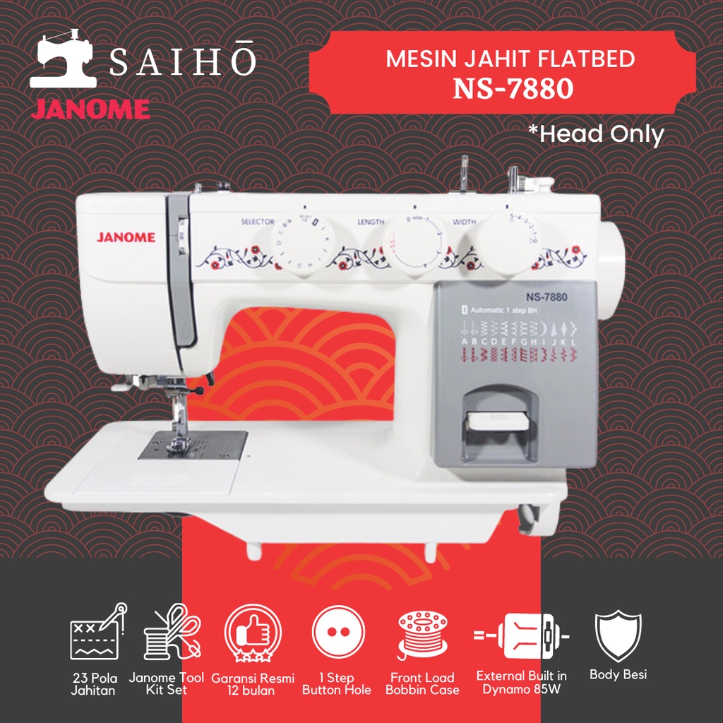 JANOME NS 7880 - Mesin Jahit Semi Portabel Flatbed