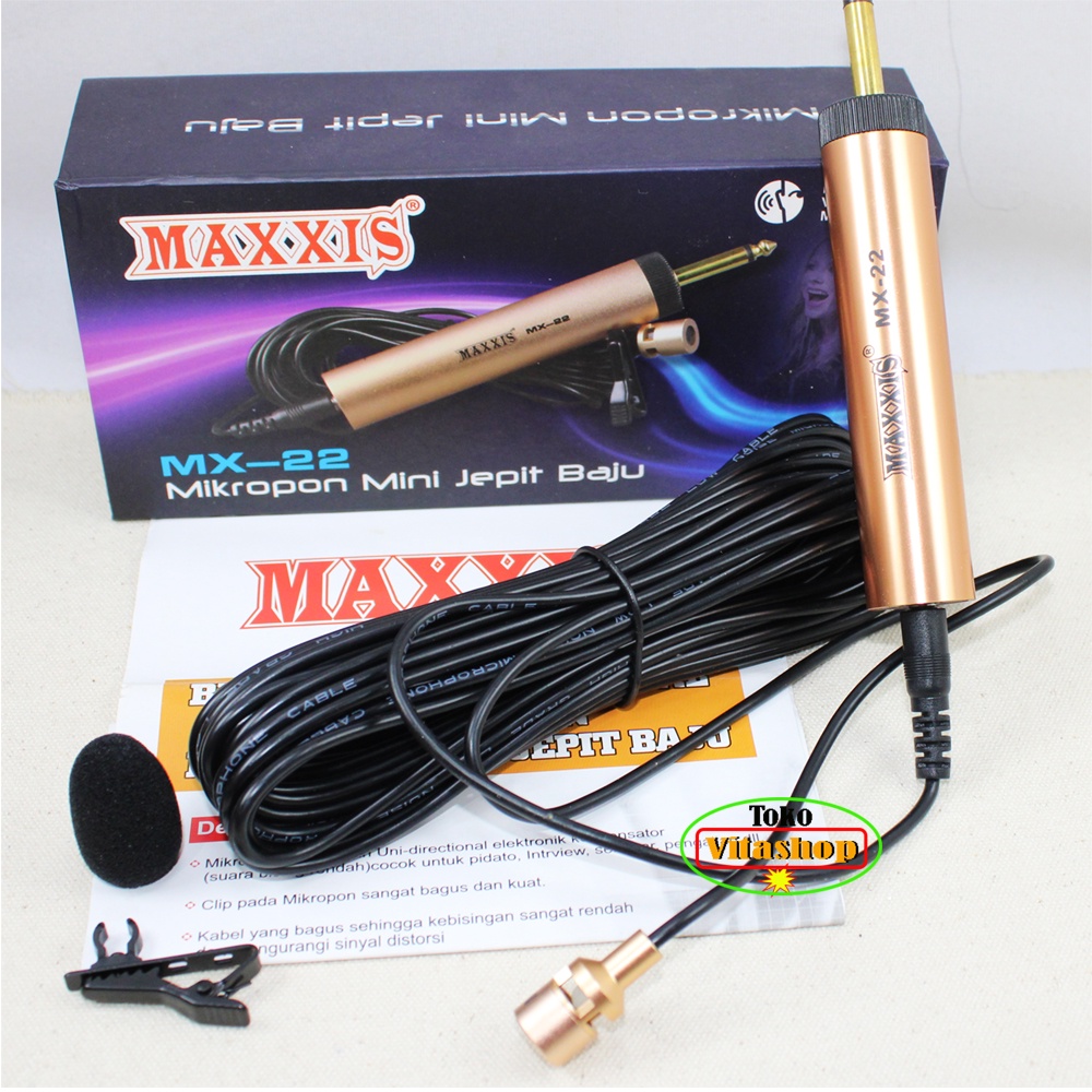 MIC KANCING MAXXIS MX-22 MIK CLIP ON MICROPHONE JEPIT KABEL 10 METER MIKROPON CONDENSOR