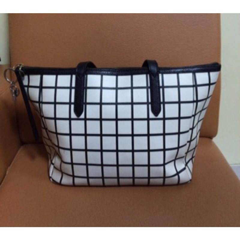 Tas Kerja Wanita Fossil Shopper Grid Preloved Good Condition