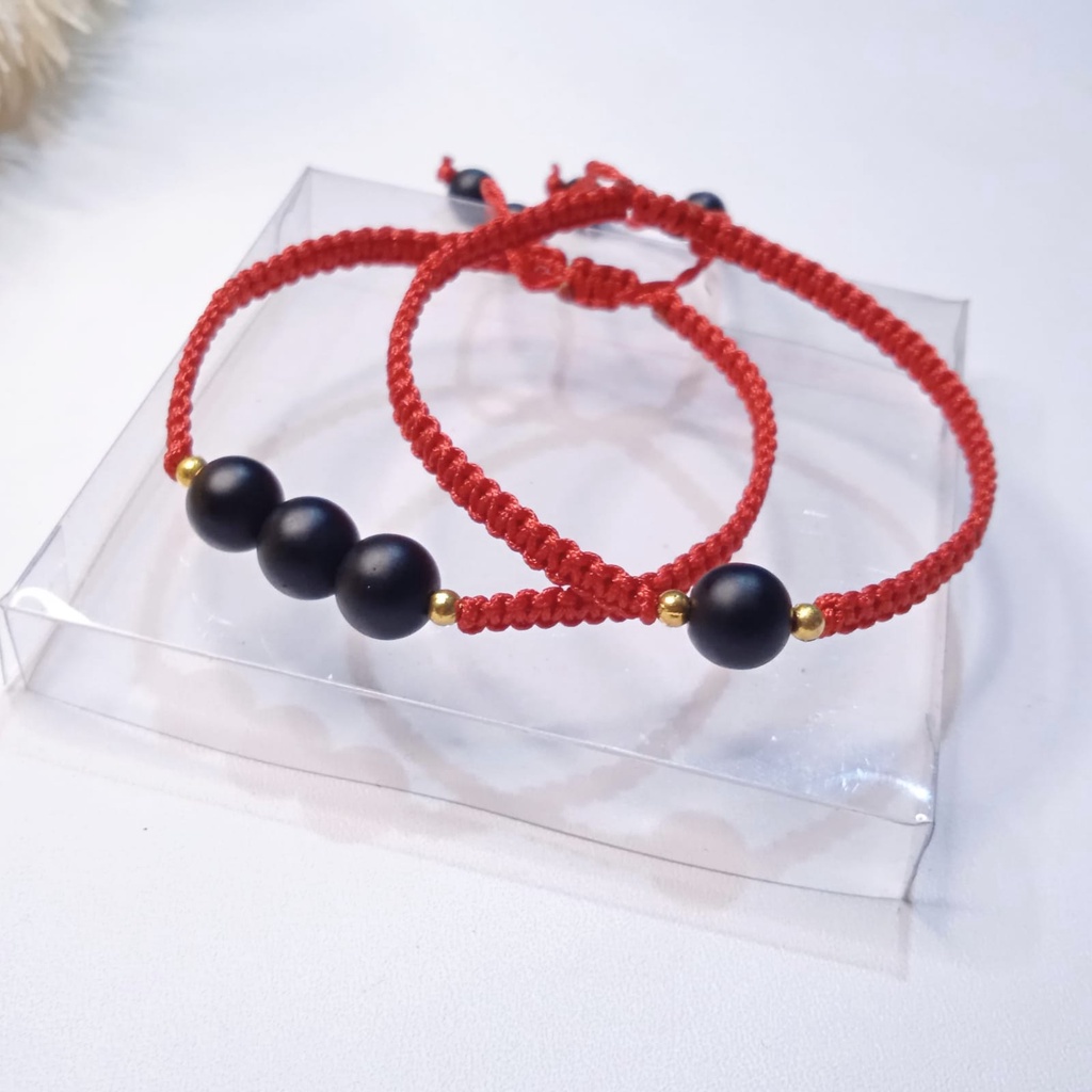 Gelang Anyam Persahabatan Batu Black Onyx Matte