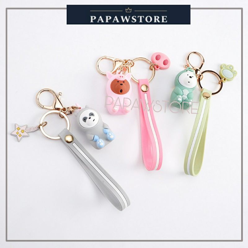 Gantungan Kunci Tas WBB "We Bare Bear" Kostum Beruang Lucu Murah