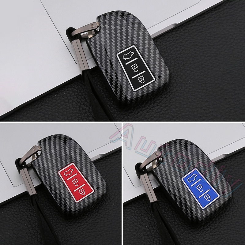 Carbon fiber Silicone Car Key Case For Toyota Prado Vios Yaris Previa 2/3 Buttons XP150 Car Key Cover Smart Remote Fob Shell Protector Bag