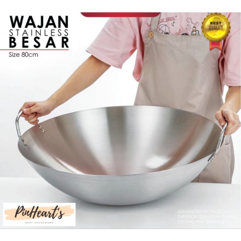 Jual Wajan Kuali Stainless Steel Sus Tebal Kuali Besar Shopee