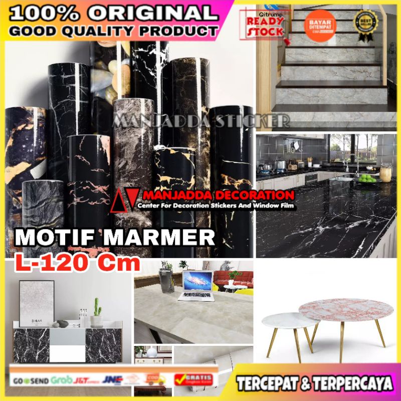 WALLPAPER MARMER GLOSSY ANTI AIR API MINYAK PREMIUM STIKER MARMER HITAM