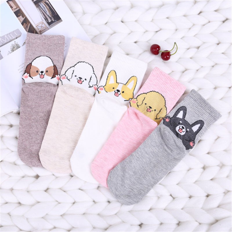  Kaos  Kaki  Wanita Motif  Kartun  Anjing untuk Musim Semi 