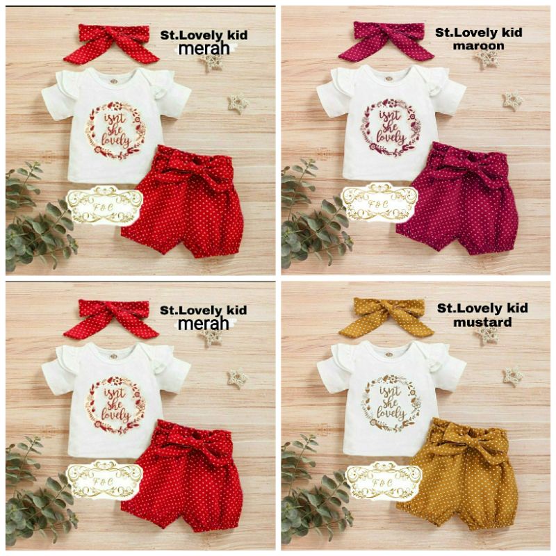 3 UKURAN S M L PAKAIAN ANAK PEREMPUAN SETELAN SET LOVELY KID PENDEK BABYTERRY FEHM