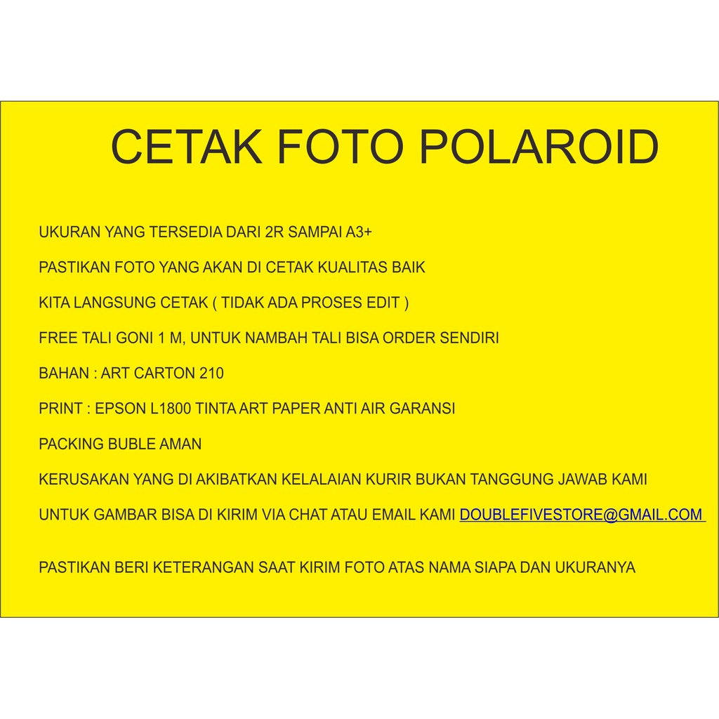 [ COD ] POLAROID CETAK FOTO POLAROID UKURAN 2R ( 6X9 CM )