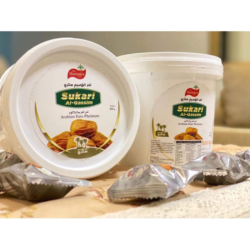 

Kurma Sukari Alqassim Kemasan Ember 850 gram Premium Saudi Ruthob Duha