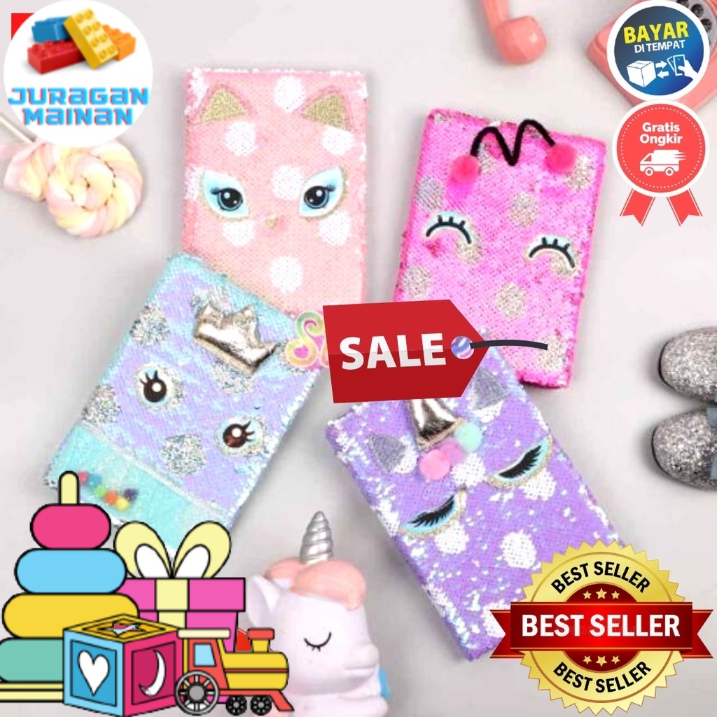 

Buku tulis 2 in 1 / Notebook / Notepad motif Unicorn polkadot blink blink / Glitter F9125