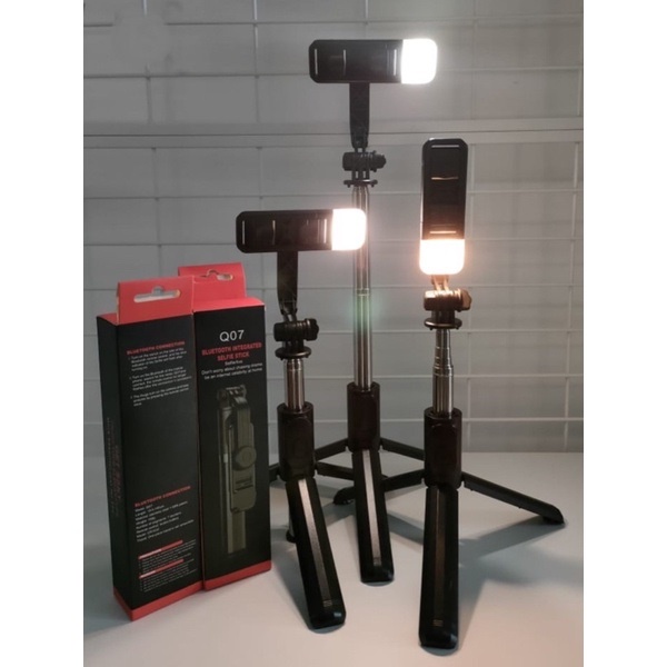 Tripod Q07 With LED Selfie Stick Tongsis  Mini Tripod Holder  3in1 Dengan Remote Bluetooth