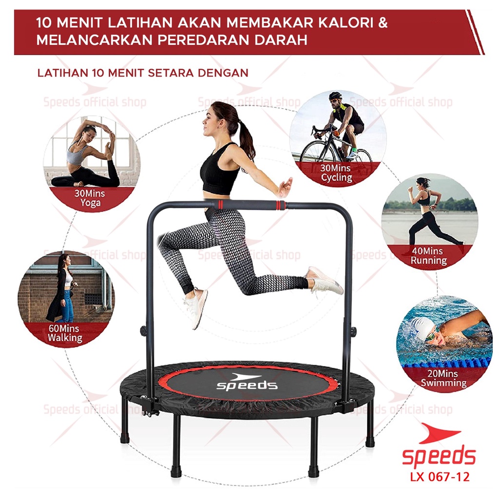 SPEEDS Trampoline Fitness Trampolin Gym 40&quot; Alat Olahraga Lompat Trampolin Jump Matras Fitness 067-12