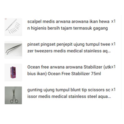 1 satu set alat tool perlengkapan bedah medis arwana ikan hewan peliharaan pet universal