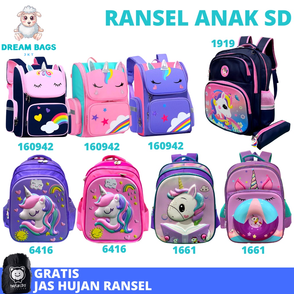 DREAM BAGS Tas Ransel Anak Perempuan Ukuran SD Tas Sekolah