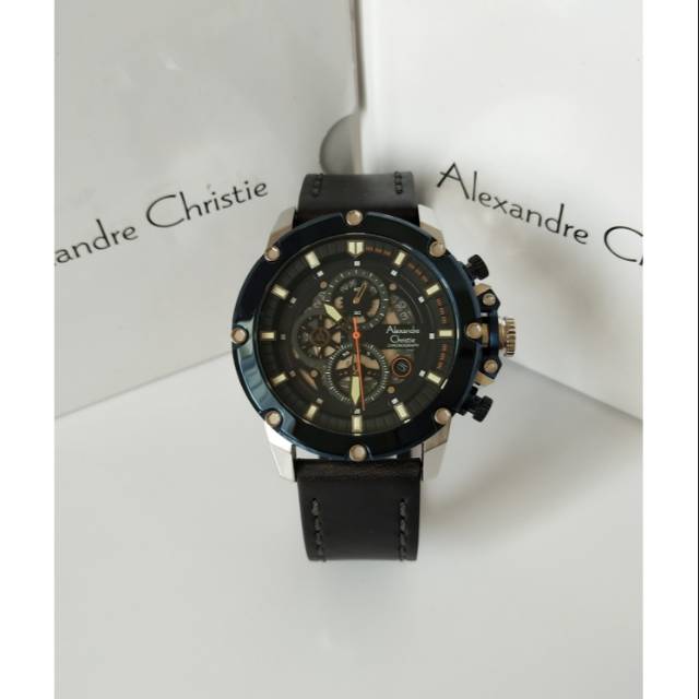 Jam tangan pria alexandre christie 6416 silver blue original