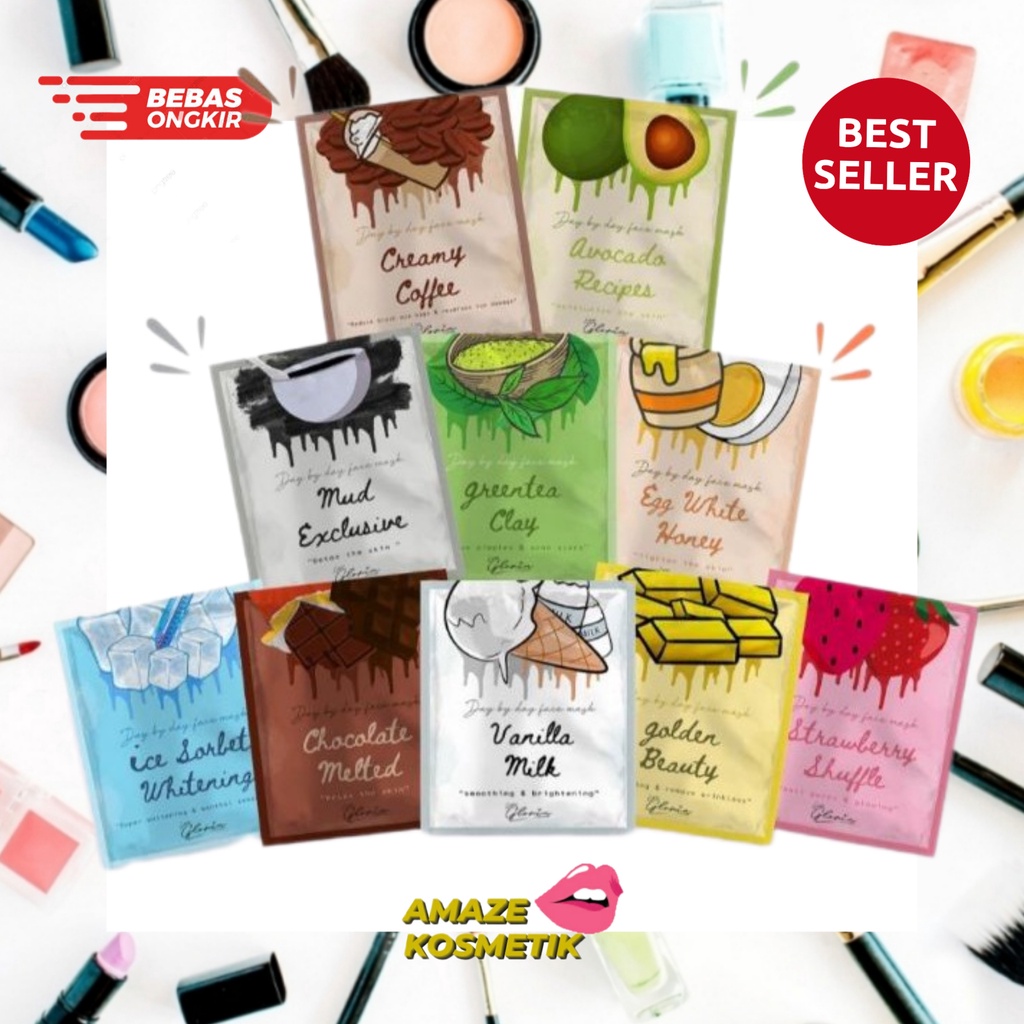 [ 1KG=50Pcs ]  MASKER LEA GLORIA 20 GR ORGANIK / MASKER PERAWATAN KULIT WAJAH (BPOM)