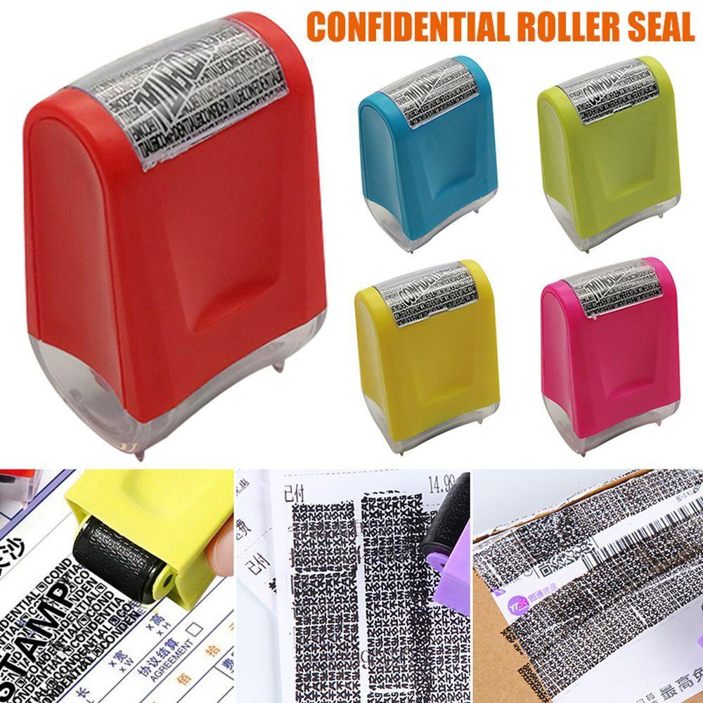 Lanfy Manual Roller Stamp Aksesoris Kantor Hadiah Natal Segel Rahasia Pencurian Penjaga Perlengkapan Kerajinan Kantor Roller Stamp Alamat Blocker Sealing Stamp