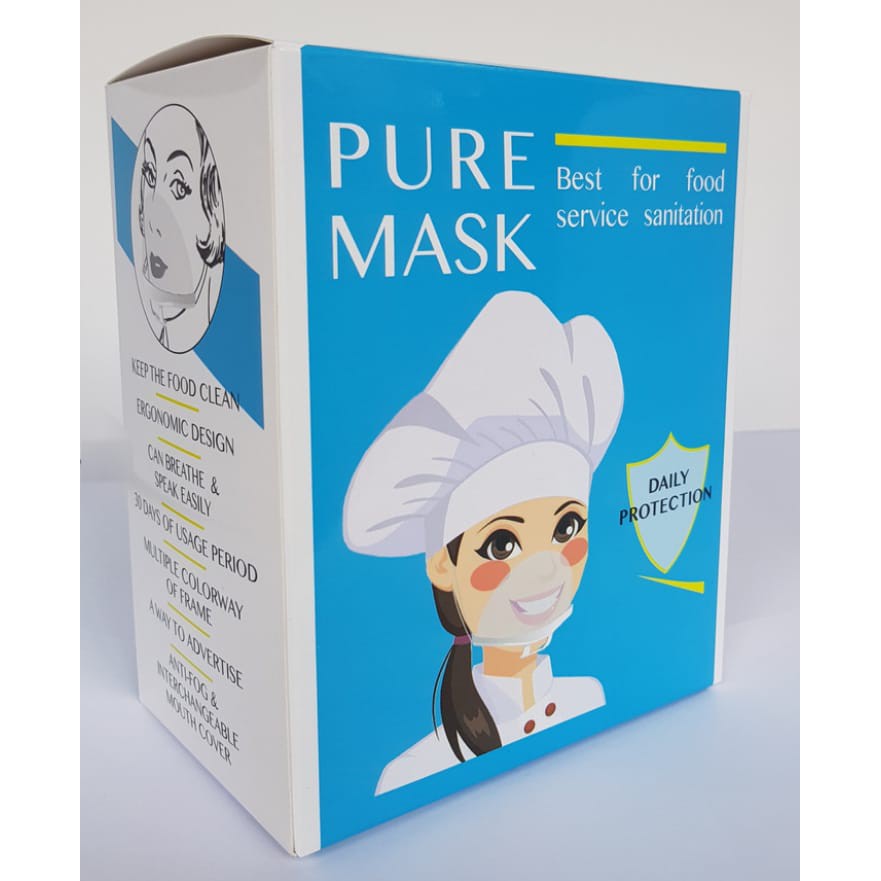 Masker transparan Pure Mask dengan box kemasan