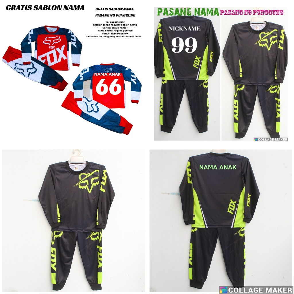 Setelan motor cross/baju motor cross anak murah