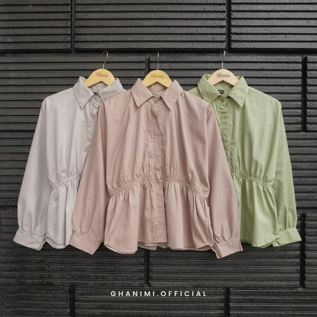 Ghanimi - Azila Shirt / Kemeja Katun Polos / Kemeja Kerja / Kemeja Santai / Kemeja Casual / Kemeja Polos / Kemeja Timeless / Kemeja Serut Karet