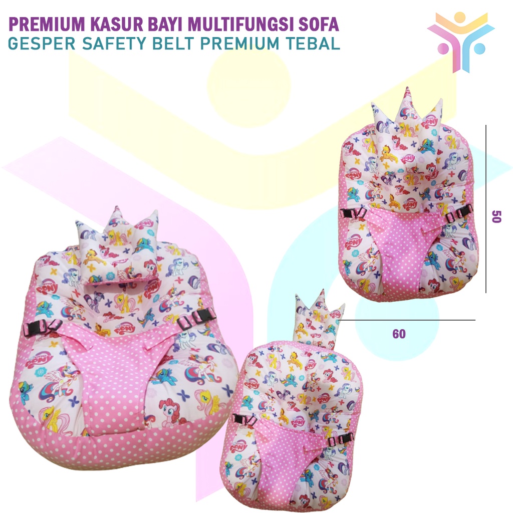 24 || PREMIUM KASUR BAYI MULTIFUNGSI SOFA BAYI DENGAN GESPER SAFETY BELT PREMIUM TEBAL FREE BANTAL PEYANG CROWN