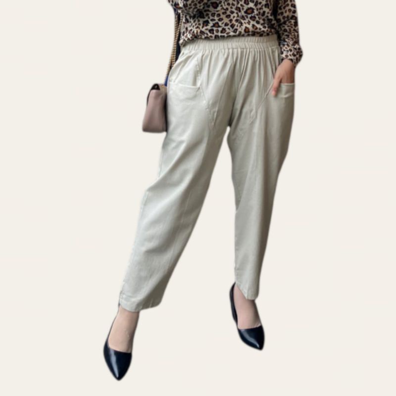 LINEN COMFY PANTS - Basic pants - celana kerja wanita - baggy  pants - CELANA WANITA JUMBO PINGGANG 