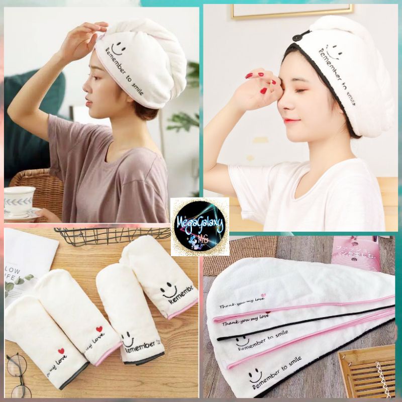 Handuk Turban Microfiber Rambut Keramas Head Towel Fast Dry Hair Hat White