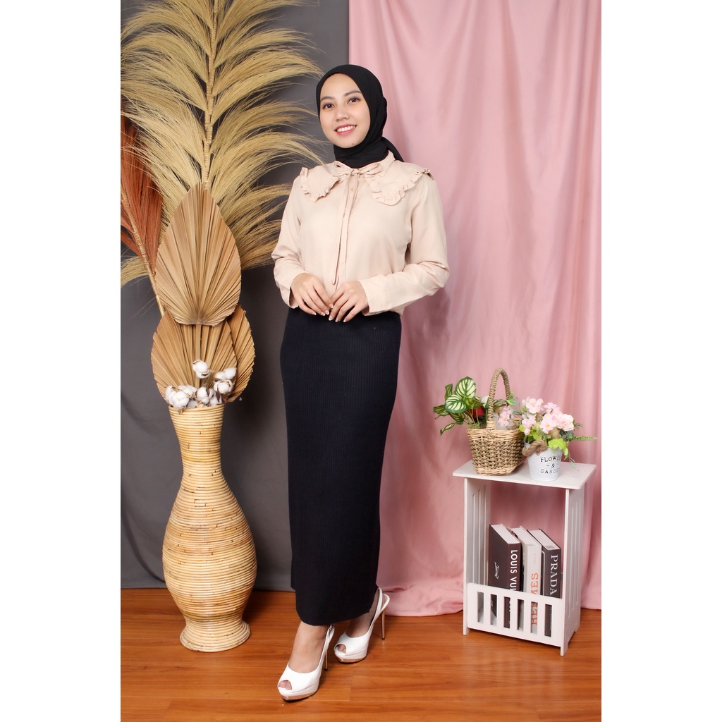 Tq88indonesia Fashion Baju Blouse Wanita Terbaru / Jeni Top / Jeni Blouse Korean Style /  Baju Polos Wanita Lengan Panjang / Ootd Terbaru / Outfit Citayam