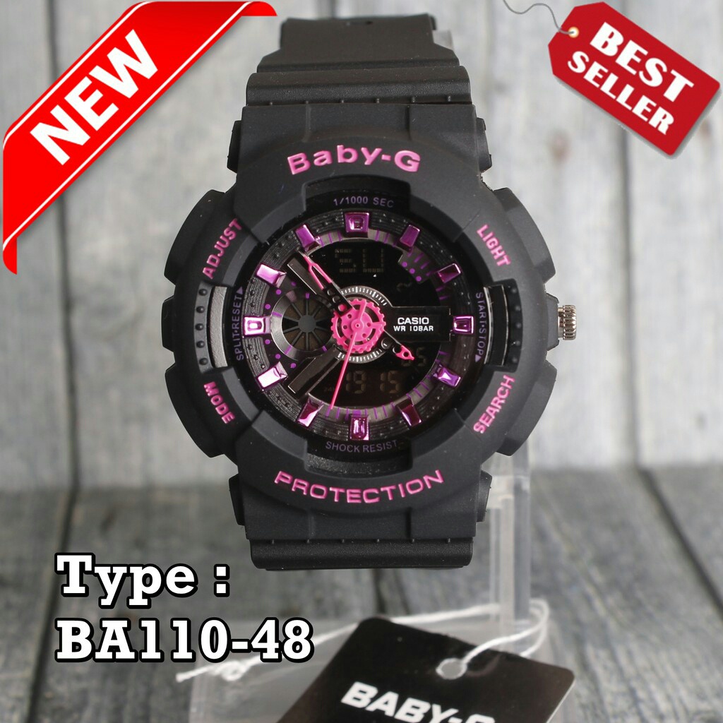 TALI GLOSSY KILAT - JAM TANGAN WANITA BABY-G CASIO BA-110 TALI PUTIH DALAM GOLD TALI MERAH TALI PINK