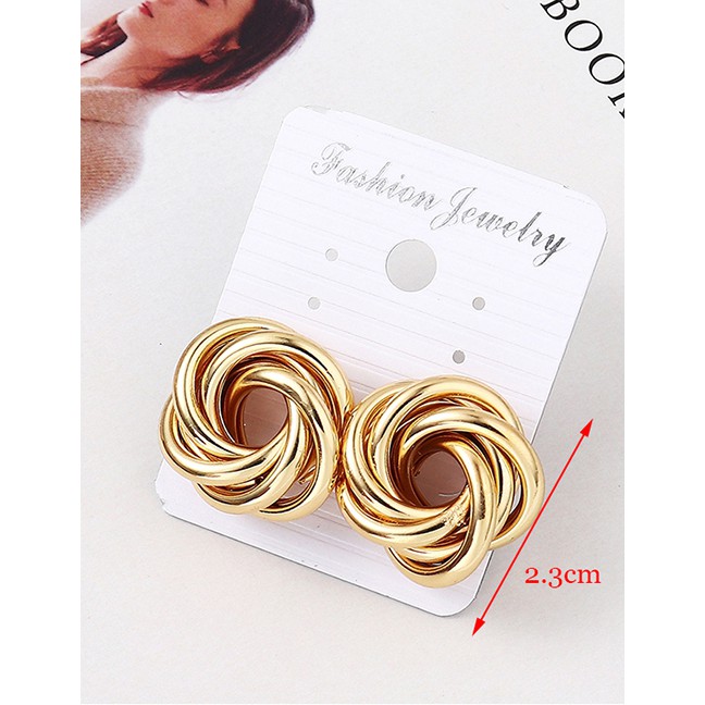 LRC Anting Tusuk Fashion K Flower Roll Earrings Y61820