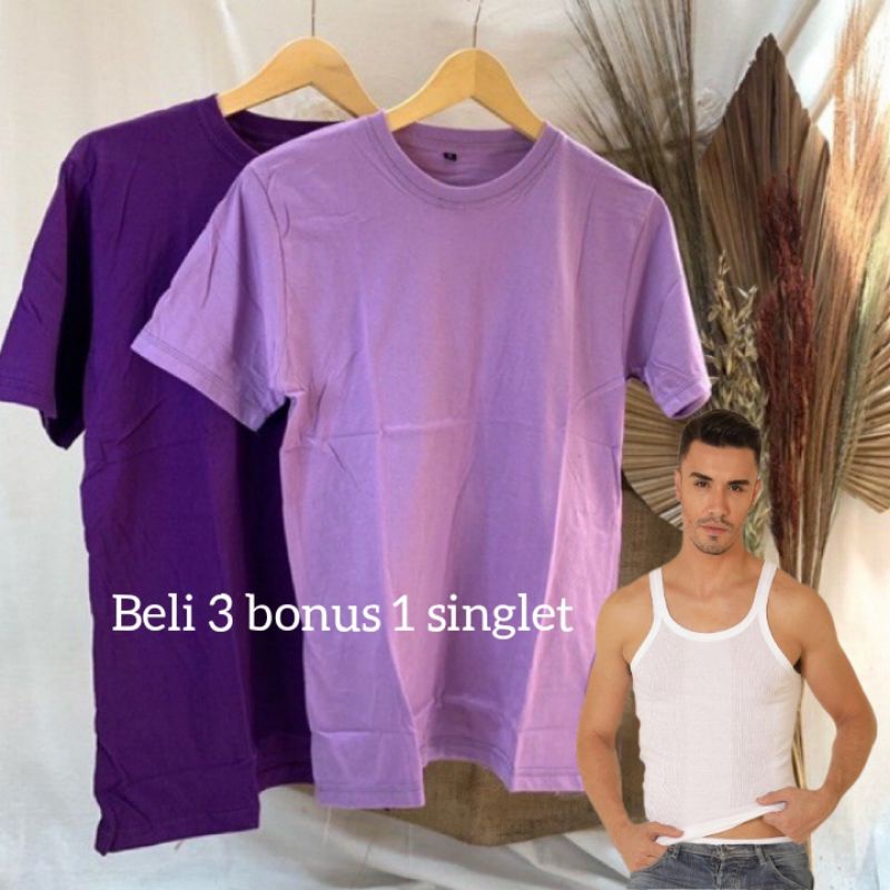 Kaos polos cotton combed 30's || Ungu tua & Ungu muda
