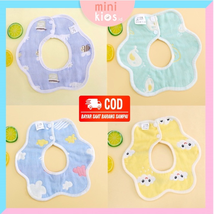 BIB Slaber Bayi Bahan Cotton Bentuk Bulat / Celemek Makan Bayi / Baby Bib Slaber