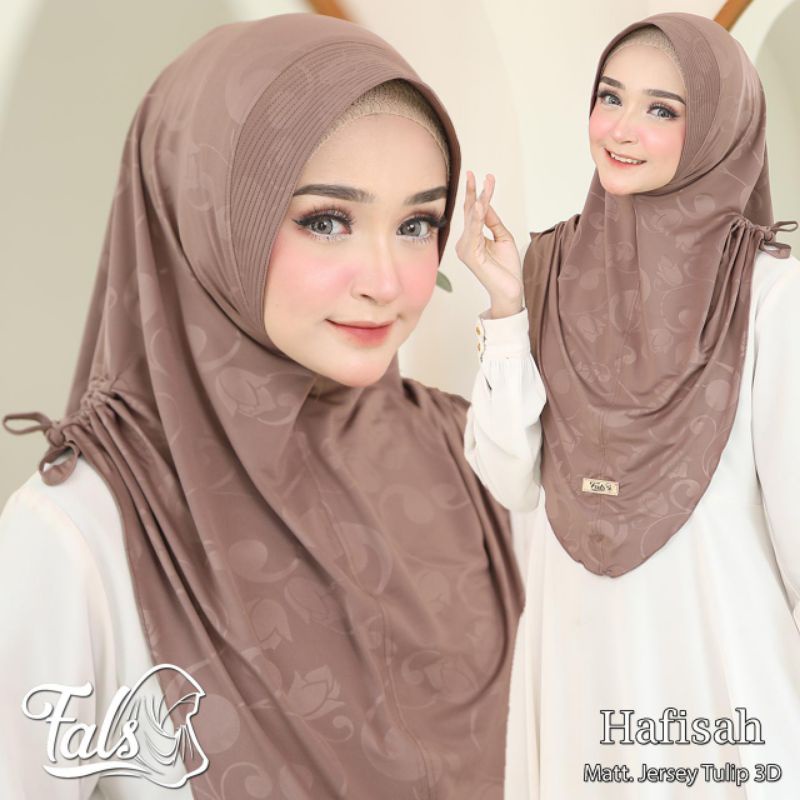 (Ori Fals) HAFISAH •jilbab instan jersey tulip 3D•kerudung pet serut